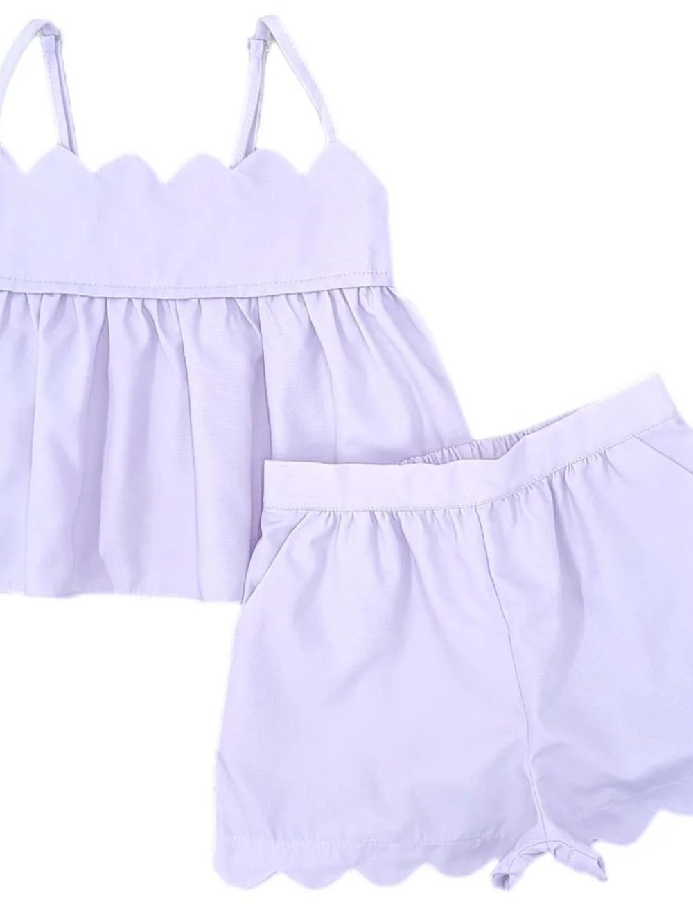 Be Elizabeth by James & Lottie Girls Scalloped Shorts Set Lavender size 10 NWT